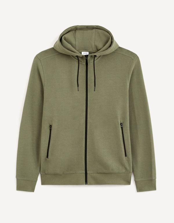 Sweat à capuche zippé - kaki