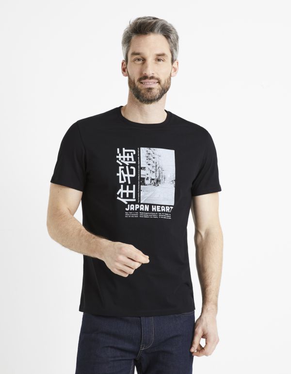 T-shirt col rond 100% coton - noir