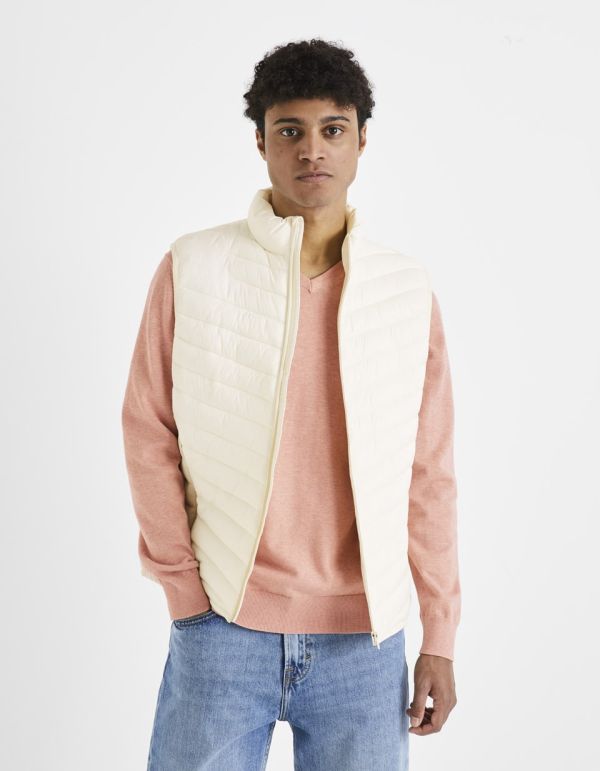 Doudoune light sans manches déperlante - écru