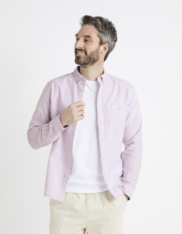 Chemise regular oxford 100% coton - mauve