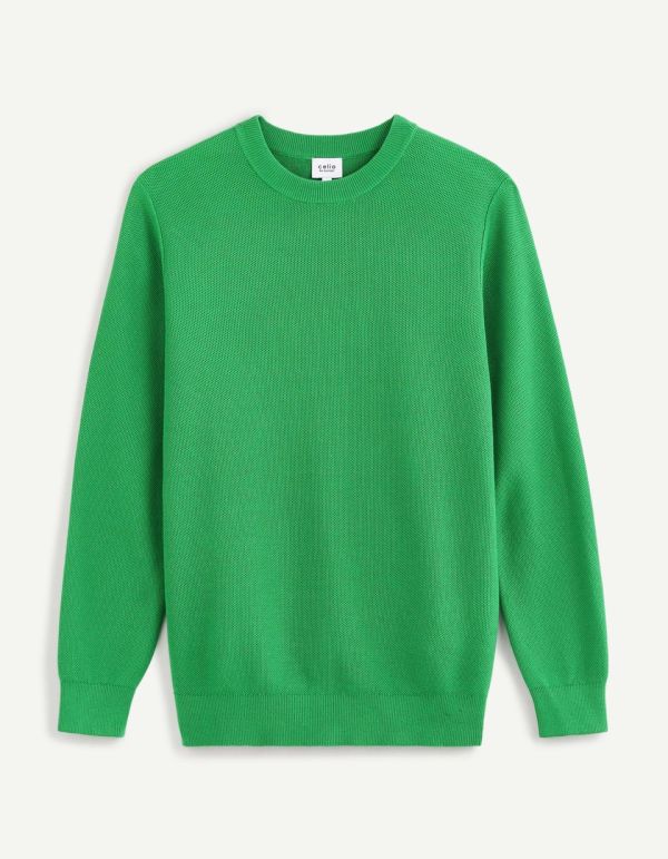 Pull col rond 100% coton - vert