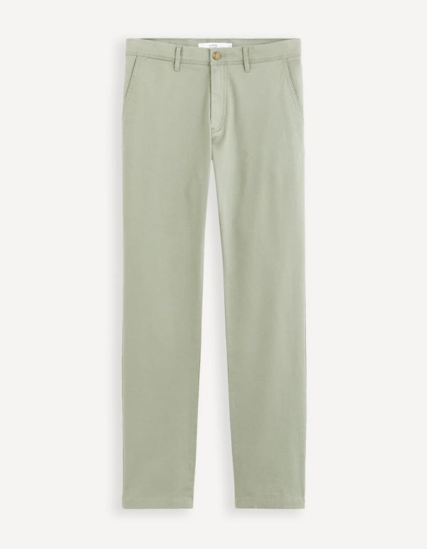 Pantalon chino straight twill stretch - vert
