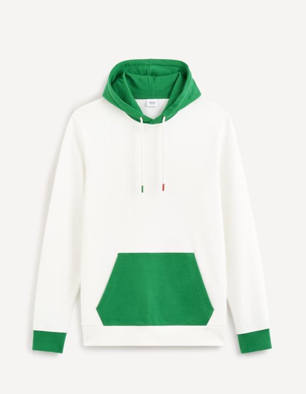 Sweat à capuche - vert et blanc