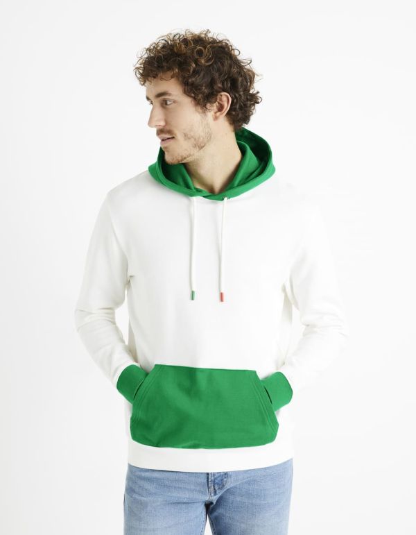 Sweat à capuche - vert et blanc
