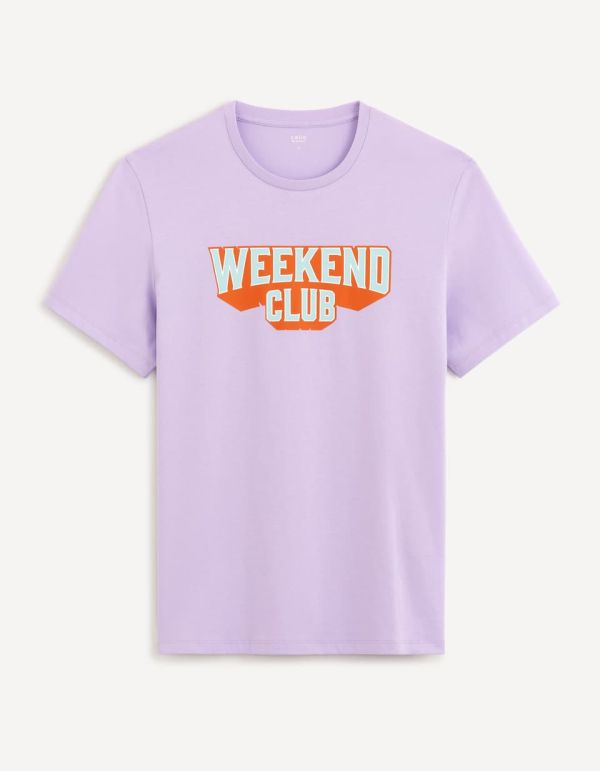 T-shirt col rond 100% coton - mauve