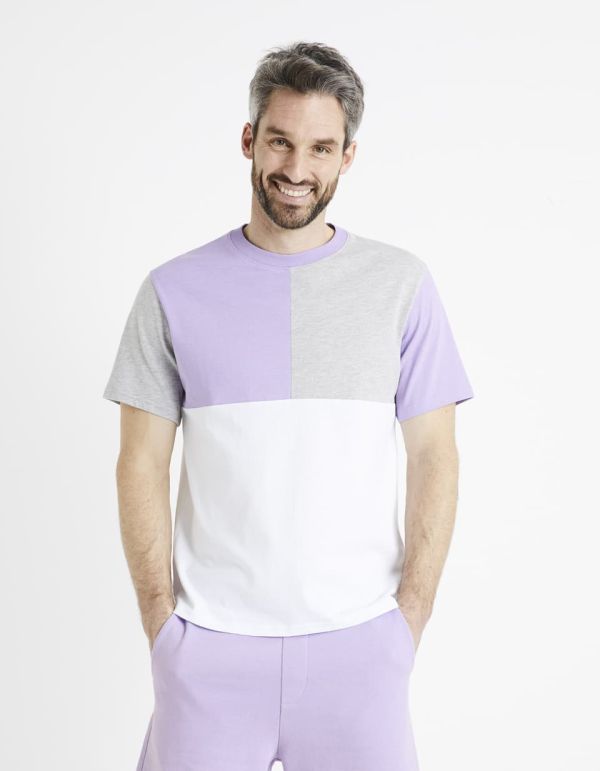 T-shirt col rond 100% coton - mauve