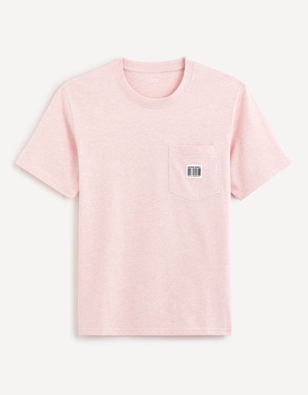 T-shirt col rond coton mélangé - rose