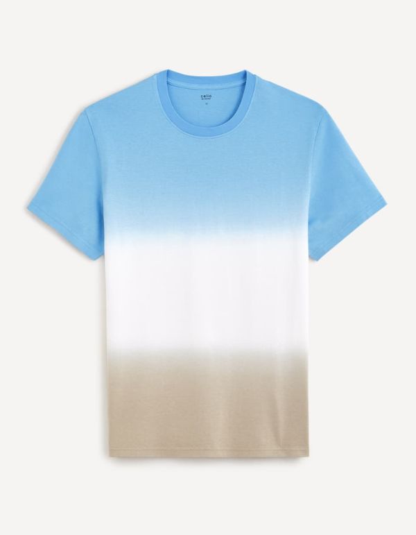 T-shirt dégradé - bleu, blanc et marron