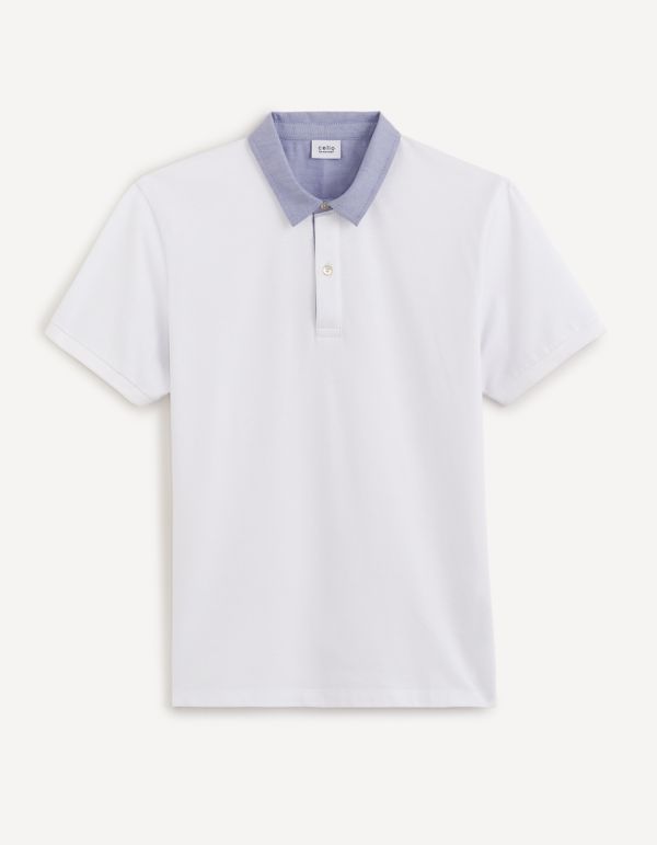 Polo piqué col chemise 100% coton - blanc
