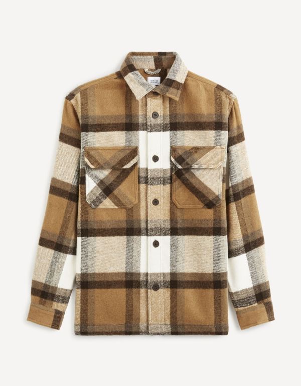 Surchemise oversize à carreaux - beige