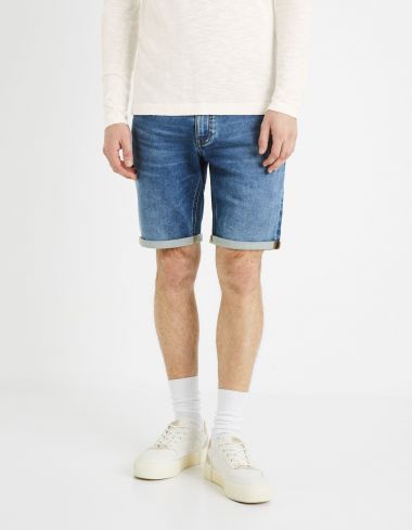 Bermuda en jean effet maille - double stone