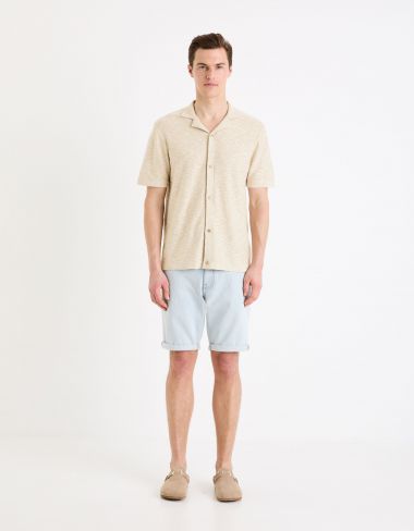 Bermuda en jean effet maille - bleached