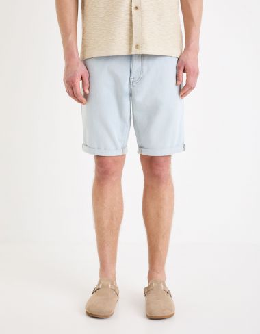 Bermuda en jean effet maille - bleached