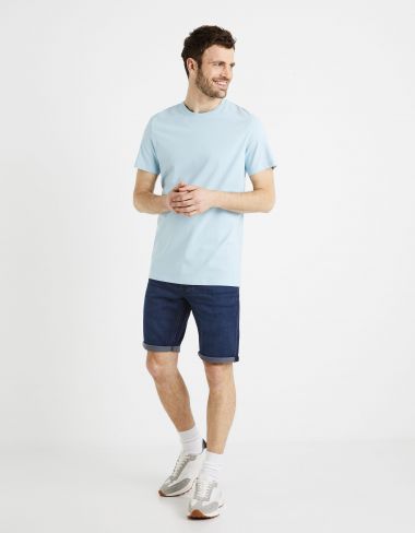 Bermuda en jean effet maille - blueblack