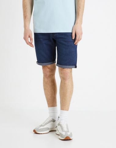 Bermuda en jean effet maille - blueblack