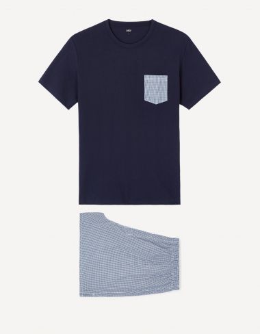 Pyjama short en coton - marine