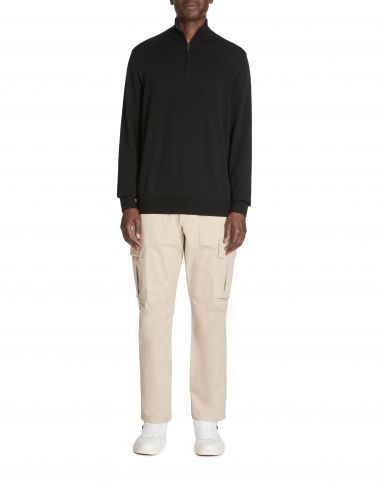 Pull col montant zippé 100% coton - noir