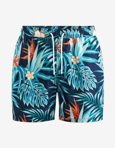 Maillot de bain motifs tropicaux - bleu