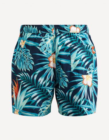 Maillot de bain motifs tropicaux - bleu