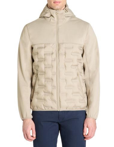 Doudoune softshell mix matière à capuche - beige