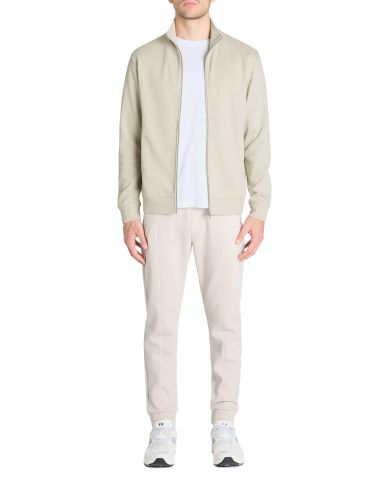 Veste zippée col montant regular coton mélangé - beige