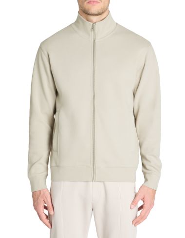 Veste zippée col montant regular coton mélangé - beige