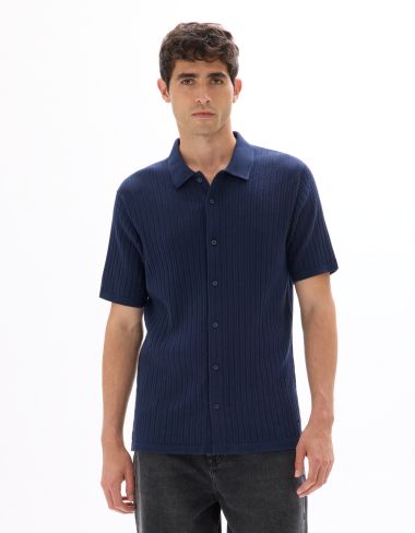 Chemisette regular en maille ajouré - marine