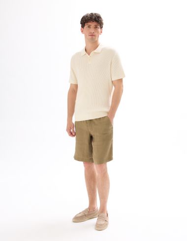 Polo regular maille côtelé - beige