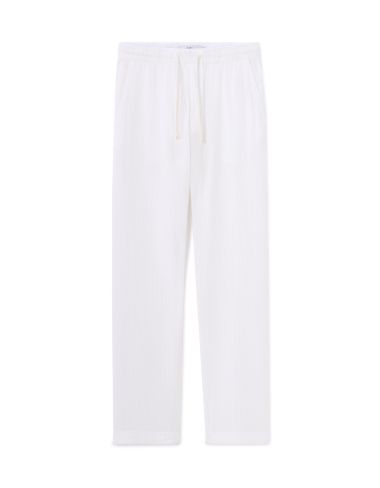 Pantalon relaxed 100% gaze de coton - blanc