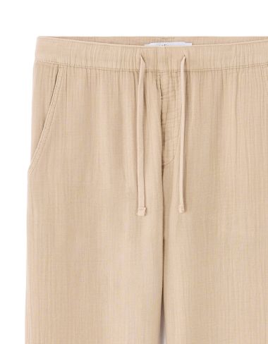 Pantalon relaxed 100% gaze de coton - beige