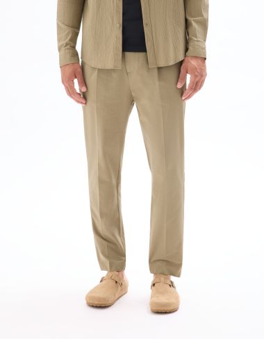 Pantalon 24H seersucker - taupe
