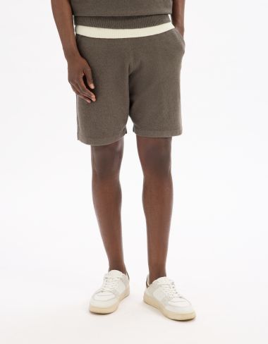 Bermuda en molleton coton mélangé - taupe