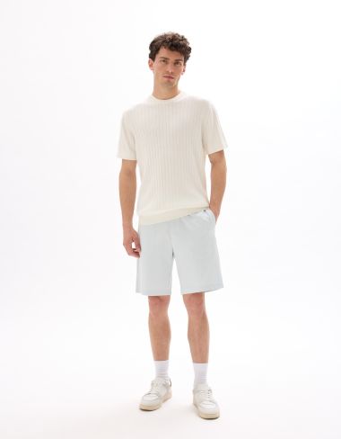 T-shirt regular col rond en maille - écru