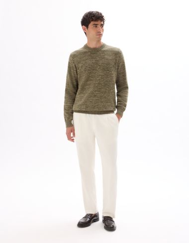 Pantalon slim coton lin stretch - écru