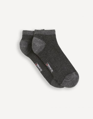 Chaussettes courtes en coton mélangé rayé - anthracite