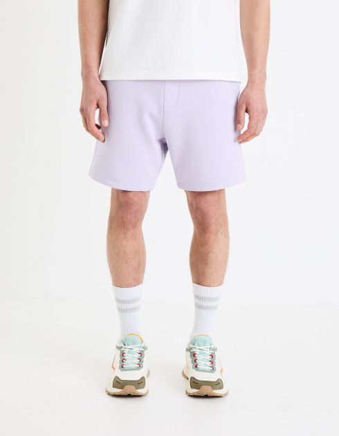 Bermuda straight en coton molleton - violet
