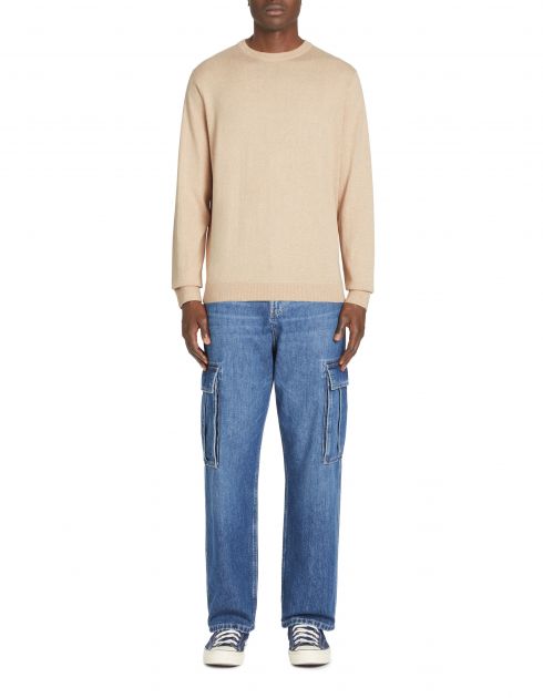 Sweat col rond 100% coton - beige