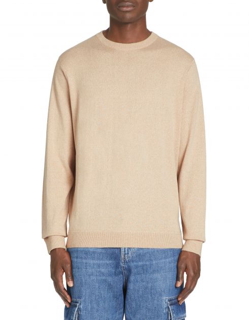 Sweat col rond 100% coton - beige