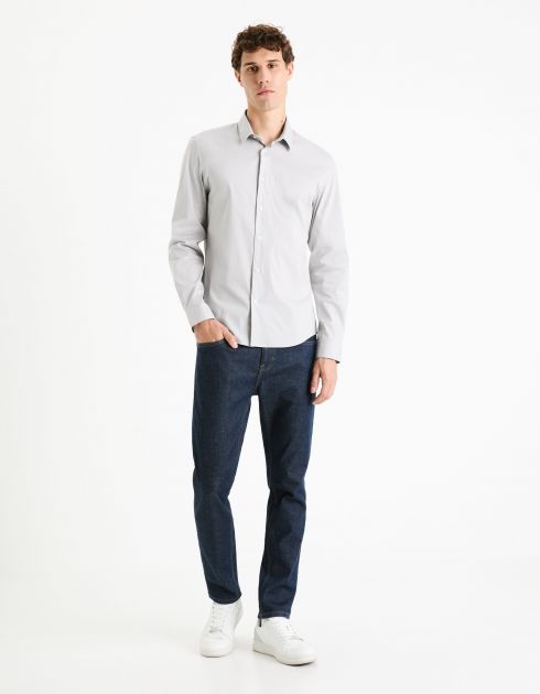 Chemise  slim coton stretch - gris