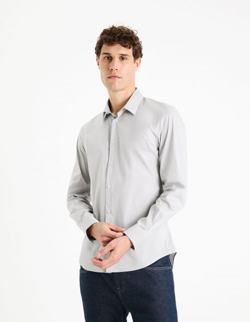 Chemise  slim coton stretch - gris