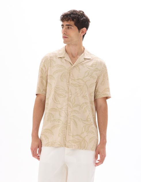 Chemisette regular imprimé palmier - beige