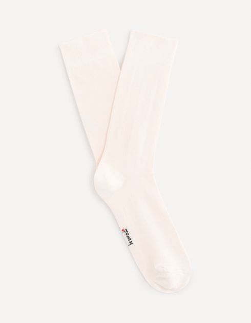 Chaussettes hautes en coton mélangé - écru