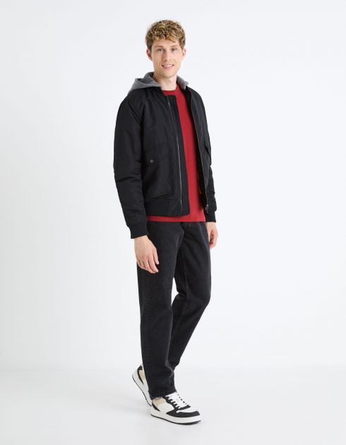 T-shirt col rond coton stretch - bordeaux