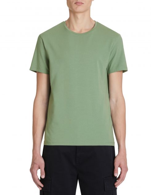 T-shirt col rond en coton stretch - vert