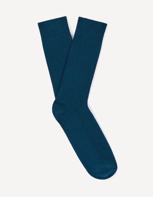 Chaussettes hautes coton - bleu pétrole