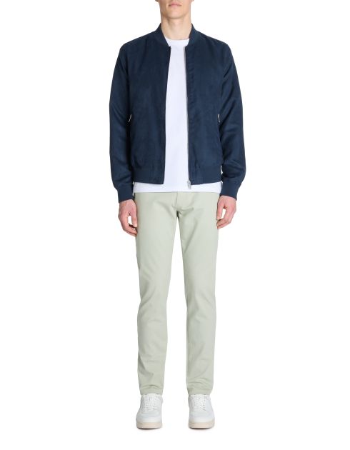 Pantalon slim en coton stretch - sauge