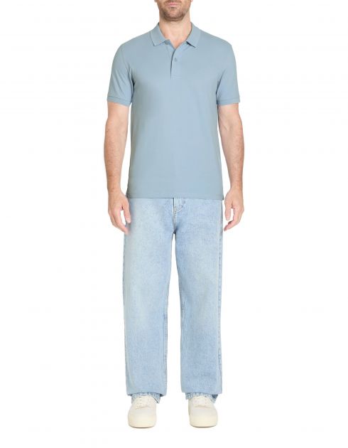 Polo straight piqué en coton - bleu
