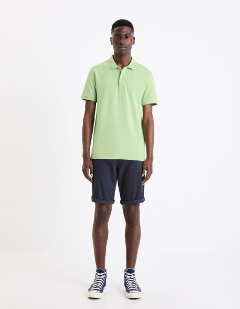 Polo piqué straight en coton - vert fluo