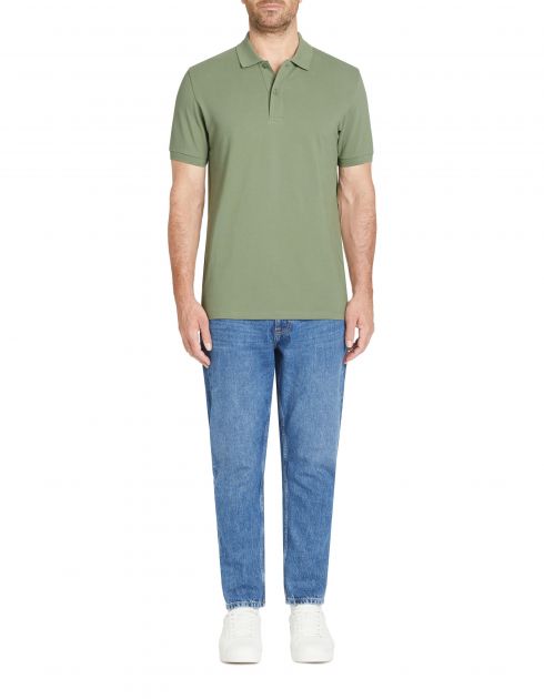 Polo straight piqué en coton - kaki