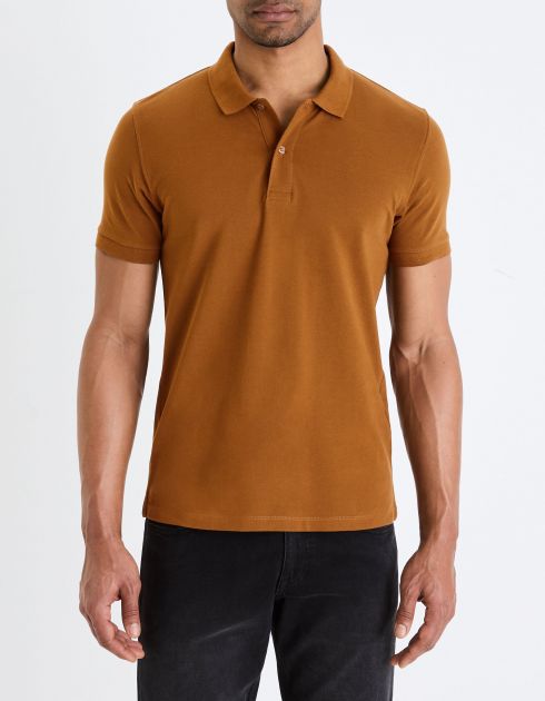 Polo piqué straight en coton - marron foncé